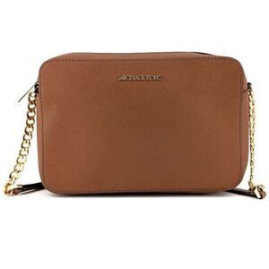 Michael Kors Jet Set Large
Brown Saffiano Leather Top Zip
Crossbody Bag Purse